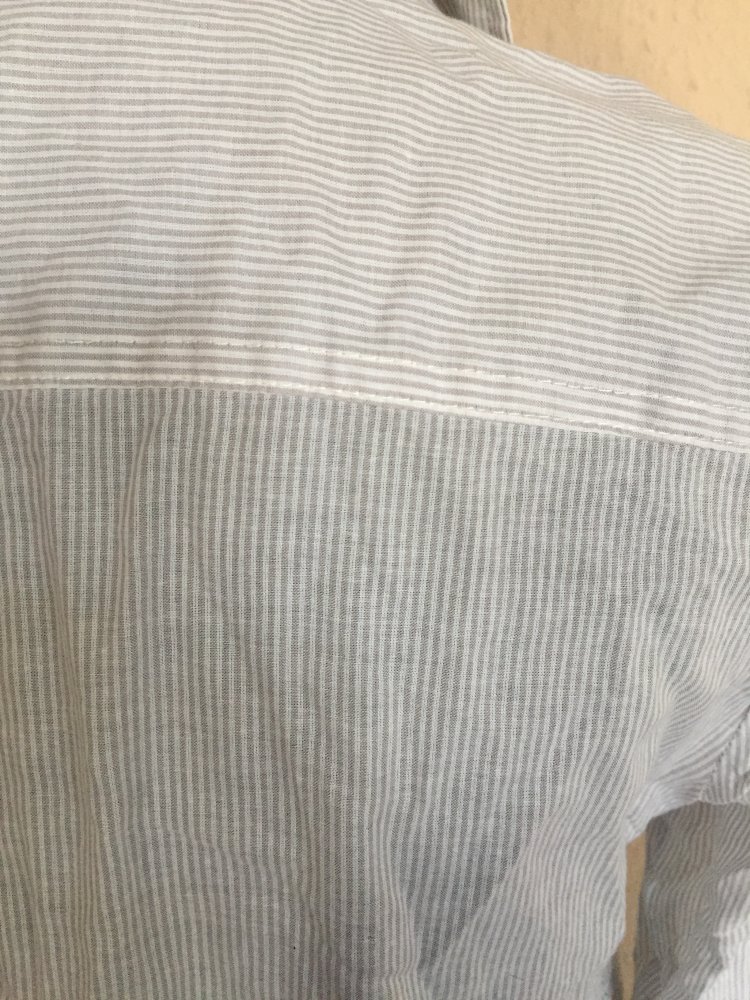 TCM Tunika Bluse mit Biesen Gr.38 weiß / hellgrau gestreift