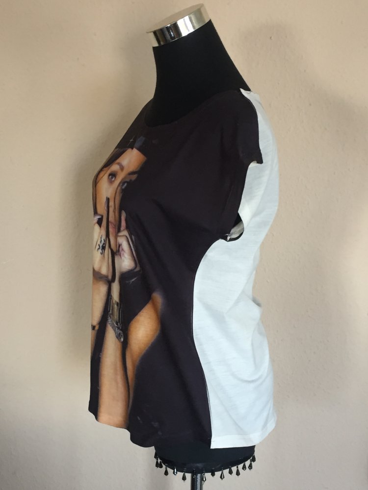 3 Statement Shirts Gr.S Schwarz Weiß diverse Materialien 