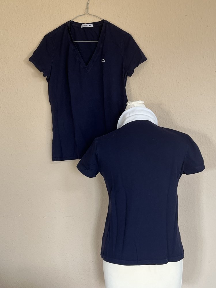 2 Lacoste Shirts Gr.38 1x Polo und 1x T-Shirt marineblau /weiß