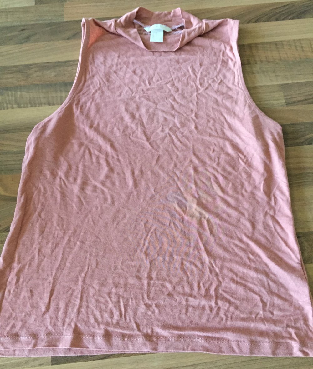 H&M Basic Schulterfreies Rollkragen Top Gr.M in Pastell Apricot Neu
