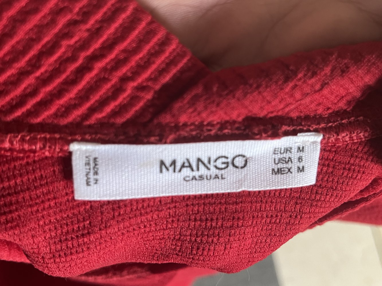 Mango Casual Stretch Kleid in Fein Rip Optik Gr.M rot