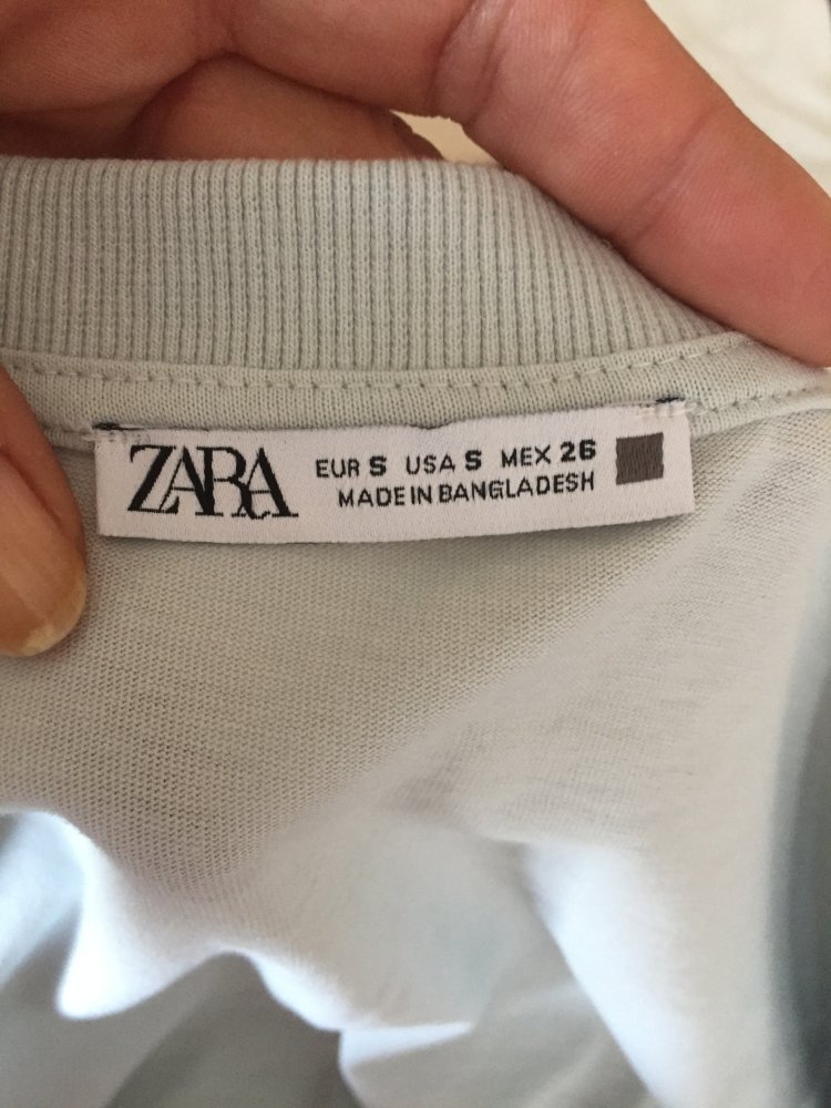 Zara Sommer Top Shirt Gr.S mit Bündchen Dekolte hell mintgrün Neu