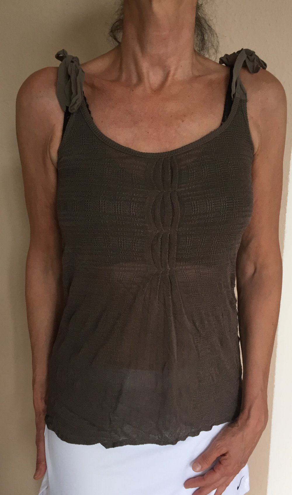 Noa Noa However Knit Sommer Feinstrick Tunika Top Gr.M Taupe Braun
