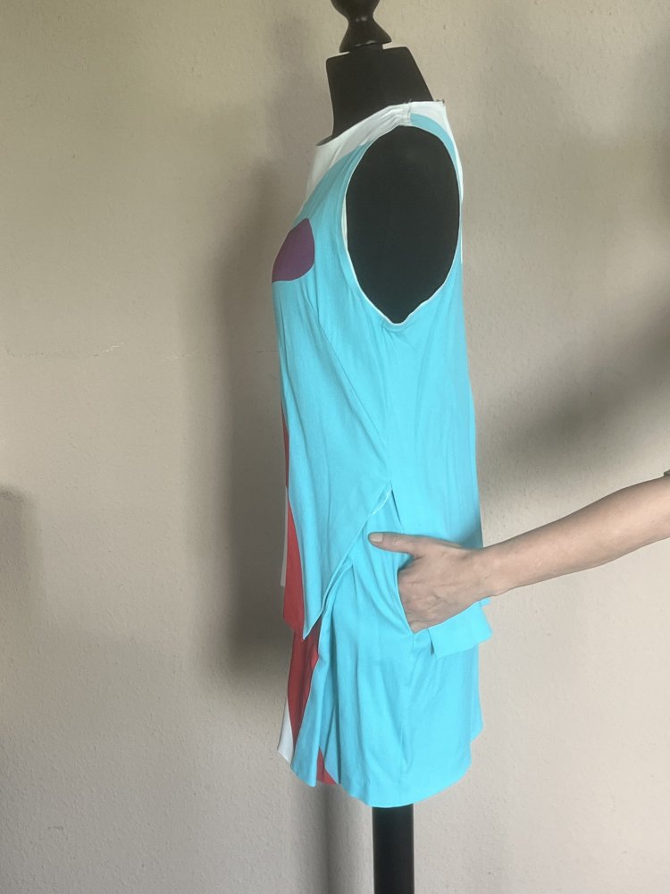 Sportmax Layer Etuikleid Gr.36 in weiß, rot, türkis
