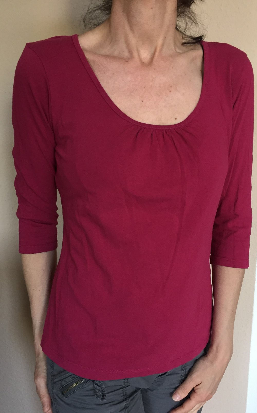 H&M 3/4 Arm Shirt Top Oberteil Gr.M Fuchsia