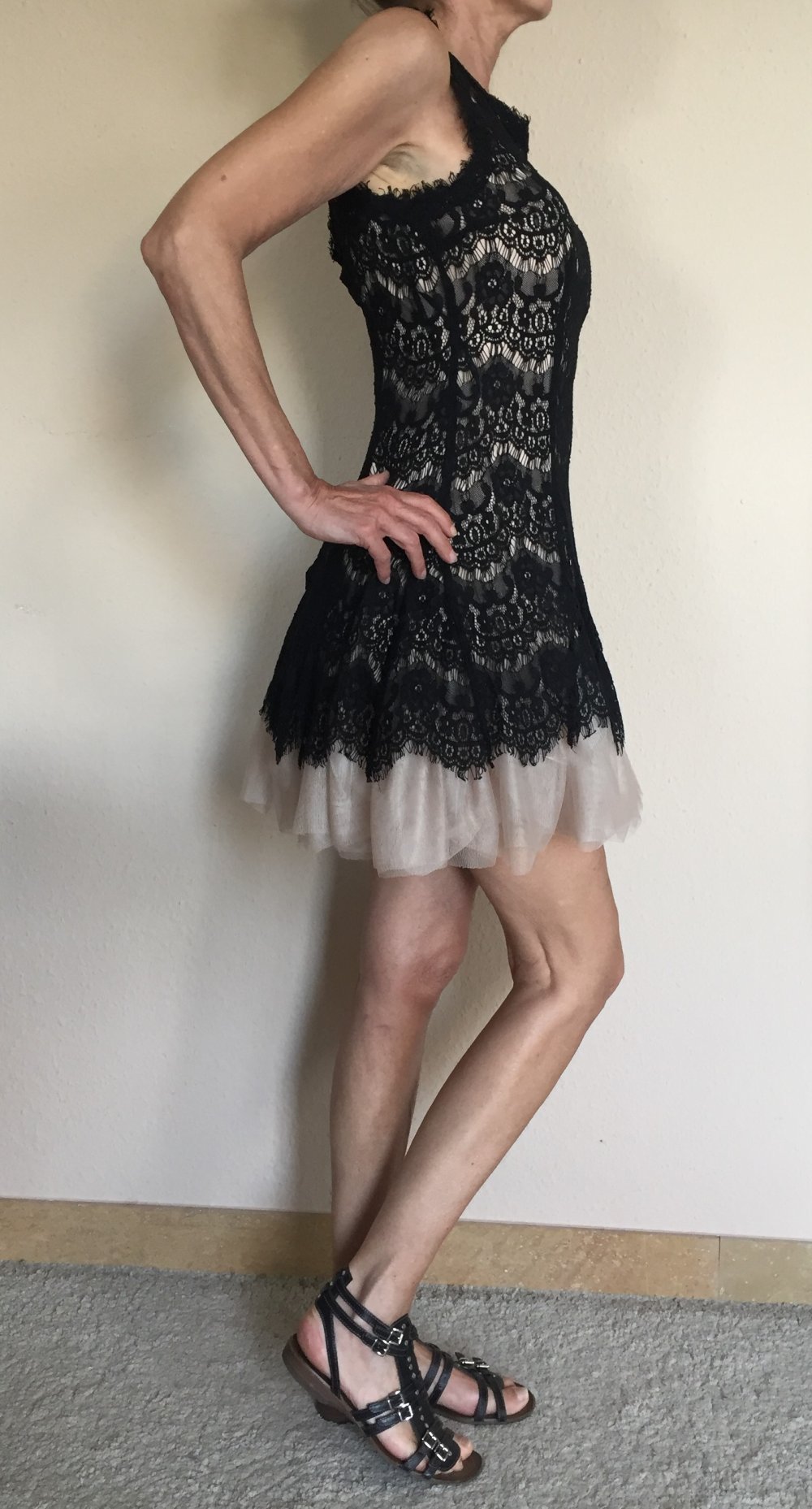 Betsy & Adam Kleid Gr.36 schwarze Spitze mit Tüll Unterrock