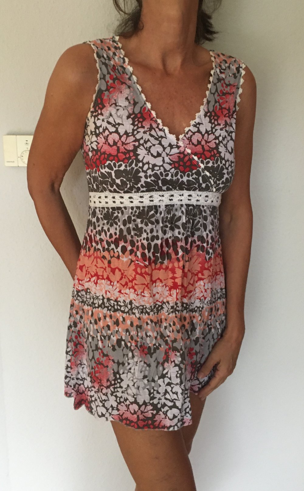 Street One Blumen Kleid mit Häkelspitze Kunstfaser
