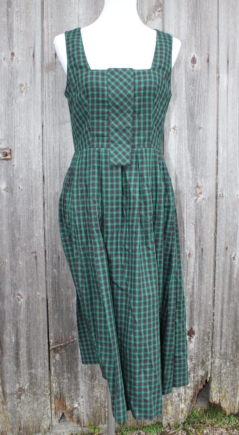 schwarz grün rot kariertes True Vintage Dirndl, Werkstätte Beurle, ca. Größe 40