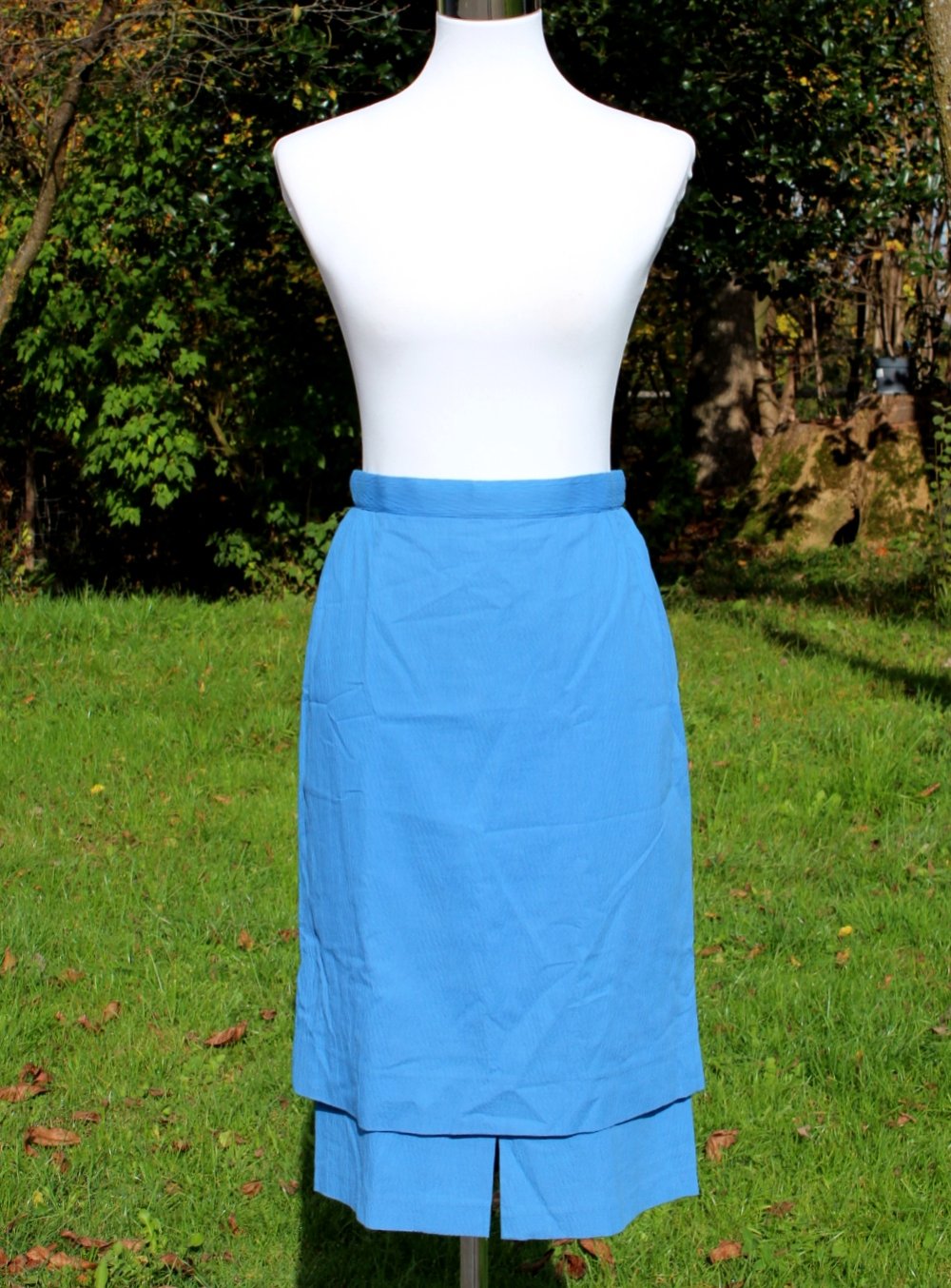 blauer True Vintage Taillenrock mit Struktur, Unikat, ca. Größe 38