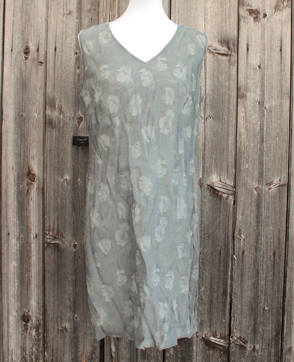 silber-graues True Vintage Etuikleid mit Blumenmuster, Betty Barclay, Größe 42