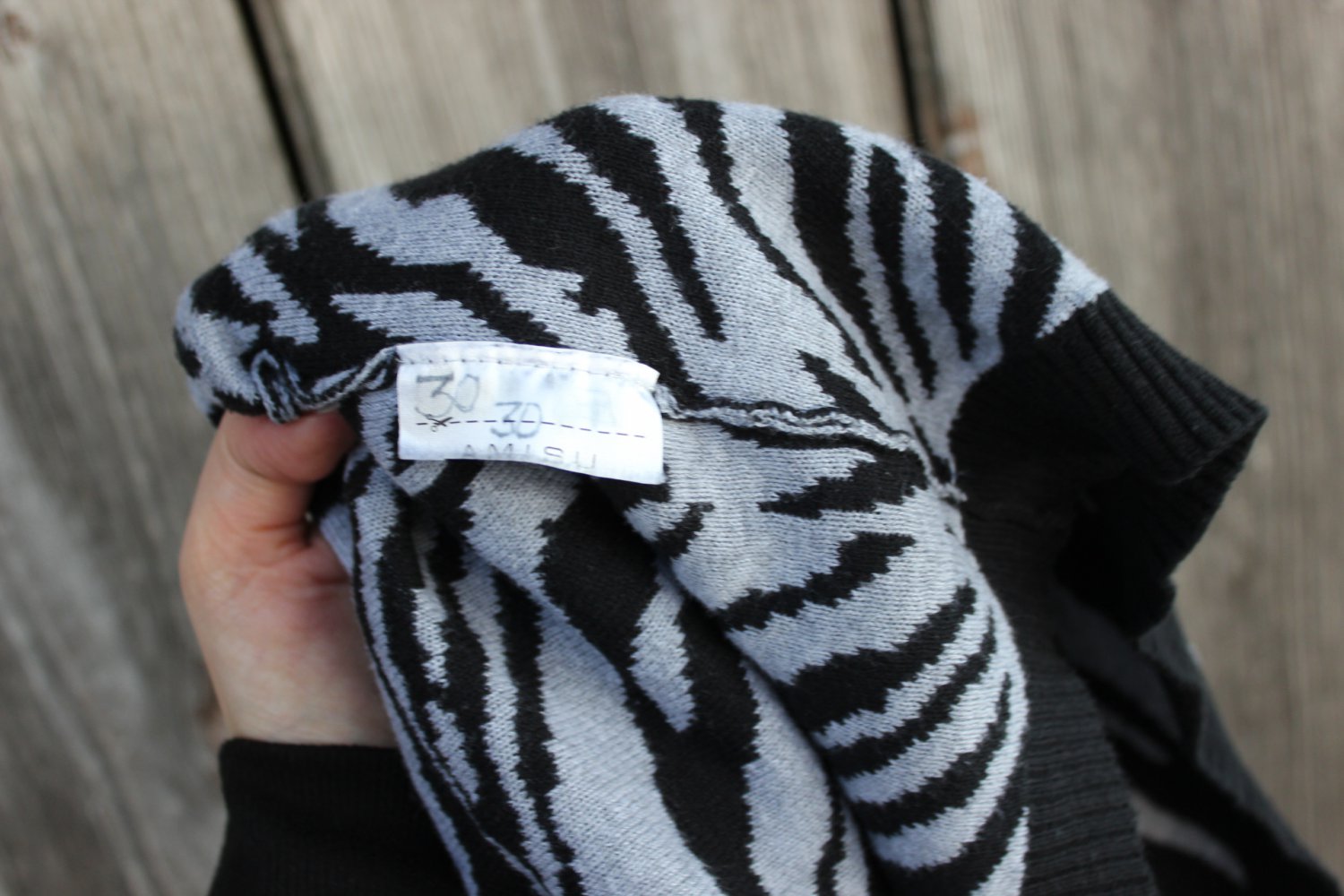 grau schwarze Weste, offener Cardigan mit Zebramuster, Amisu, M/L (ca. Größe 38-40)