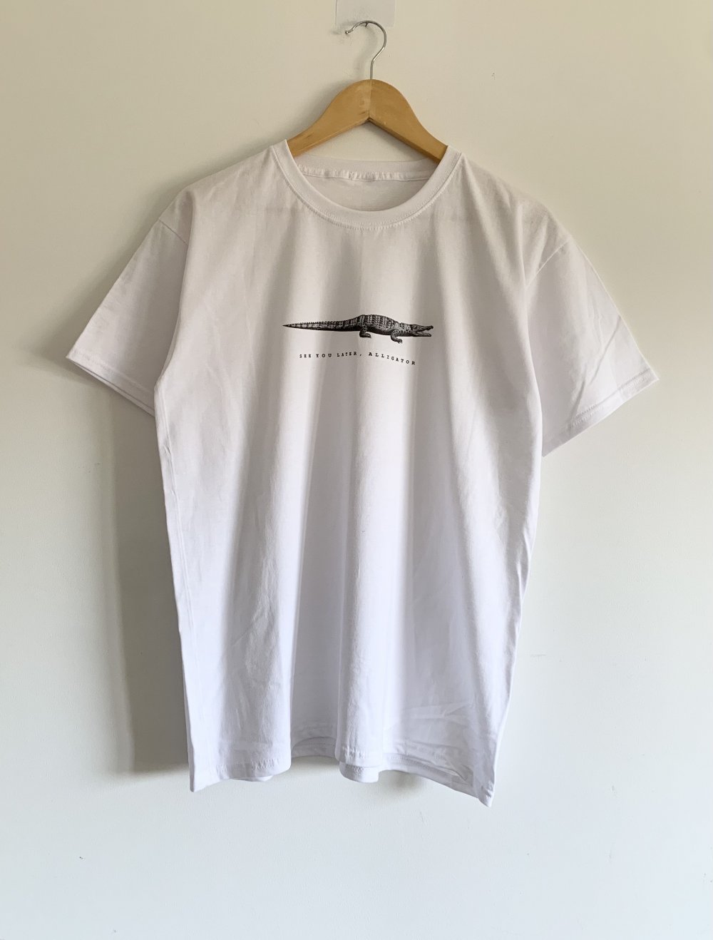 weißes Baumwoll T-Shirt oversize - see you later, alligator