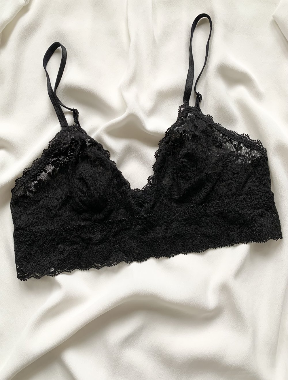 schwarzer Spitzen BH Bustier Dessous floral gemustert