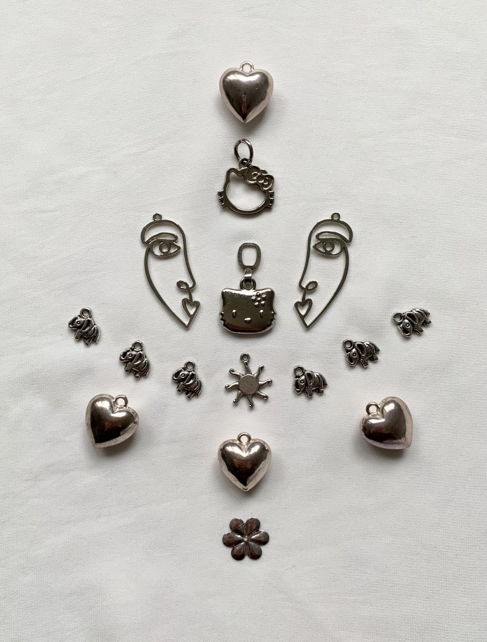 silberne y2k vintage retro Schmuck Bastel Anhänger