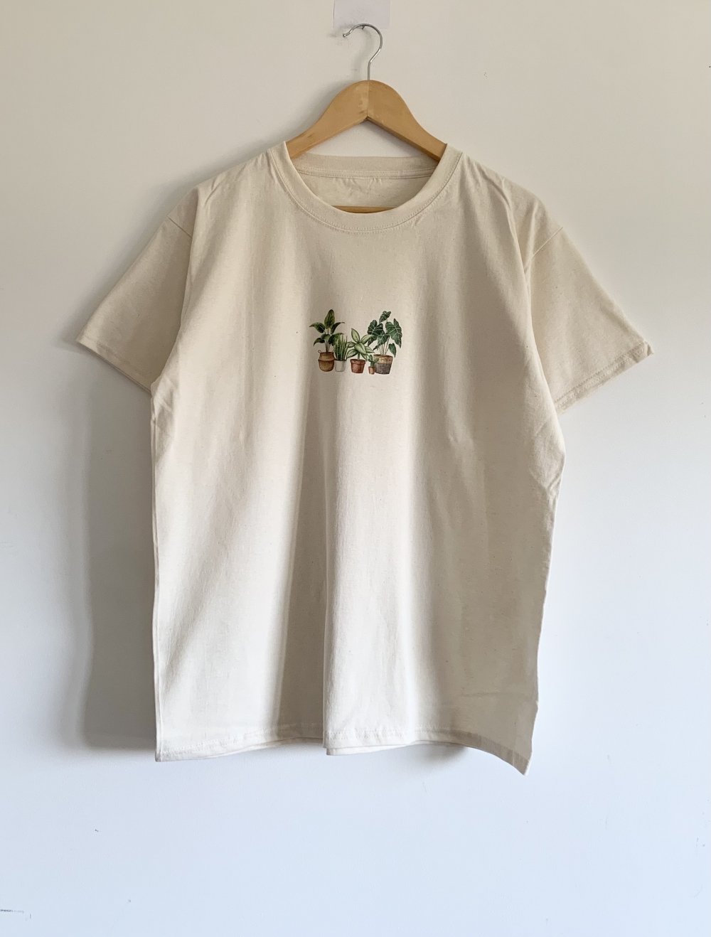 natur beiges Baumwoll T-Shirt oversize Pflanzen plant floral