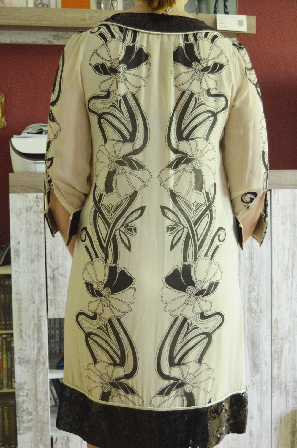 Elegantes Kleid von Derhy gr.M Beige/Schwarz