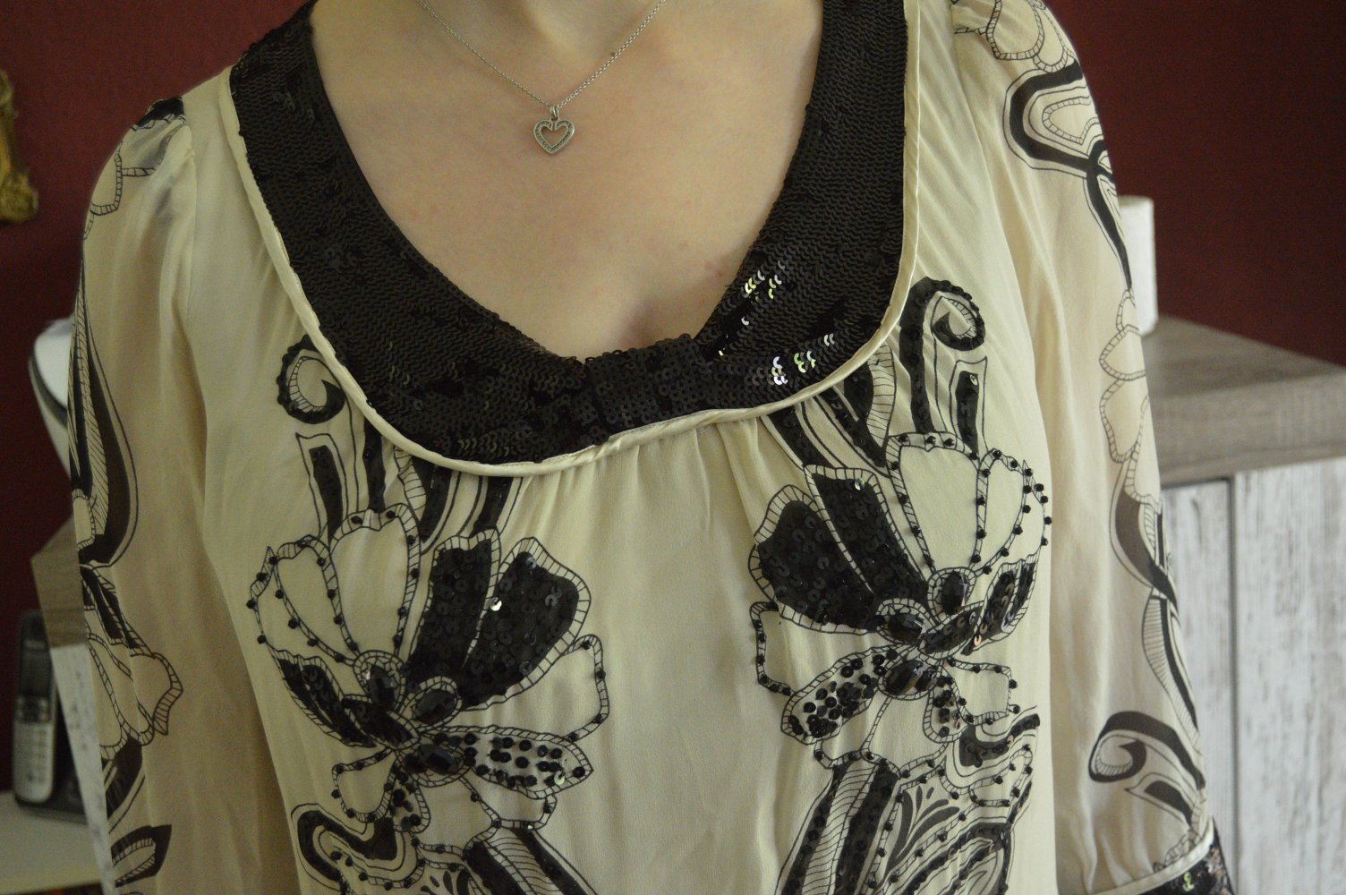 Elegantes Kleid von Derhy gr.M Beige/Schwarz