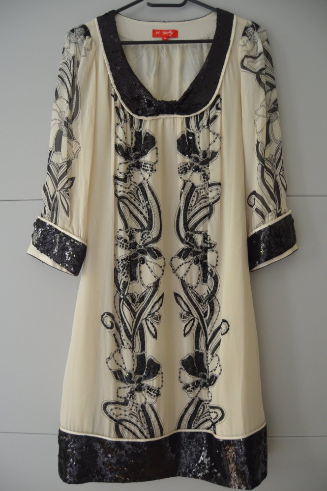 Elegantes Kleid von Derhy gr.M Beige/Schwarz