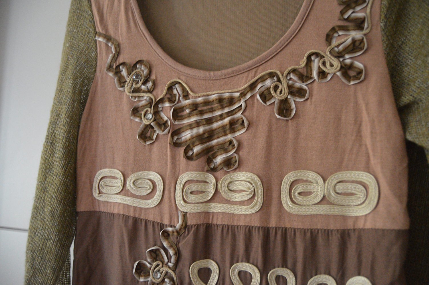 Herbst Kleid gr.L von Threenity vintage braun 