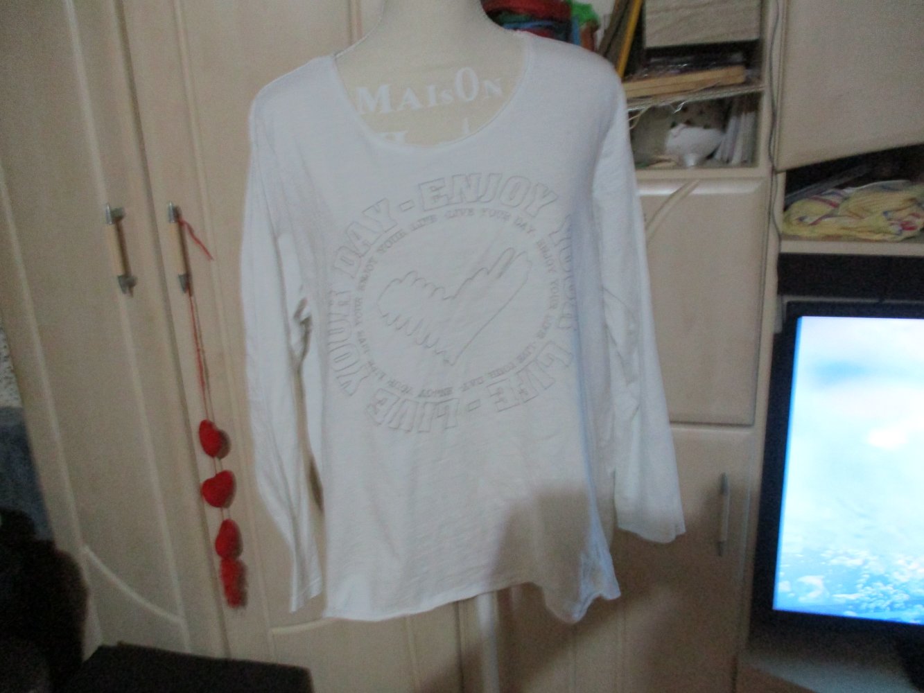 tolles shirt,gina benotti,gr.48/50,weiss,langarm,top