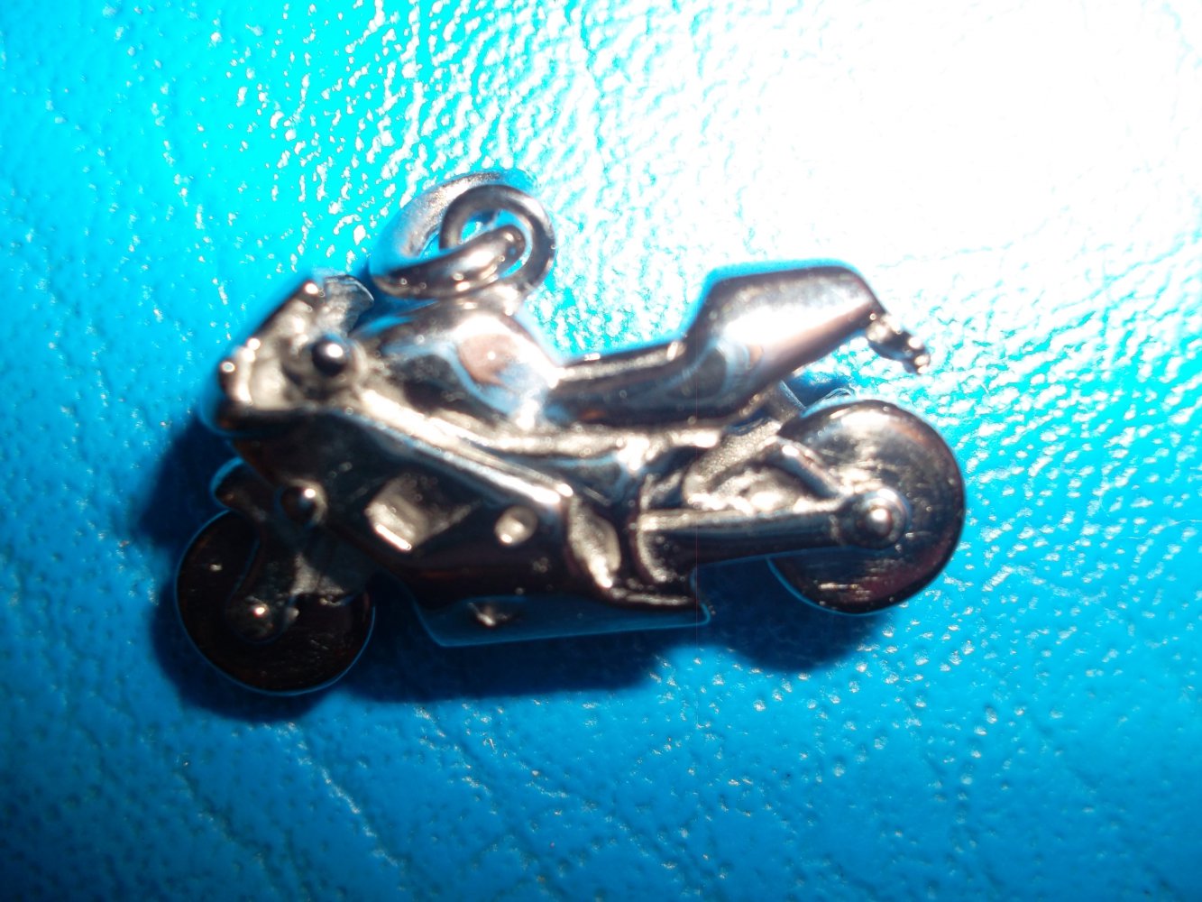 motorrad anhänger, echt silber,beweglich,neu,grau/schwarz,unisex,kette