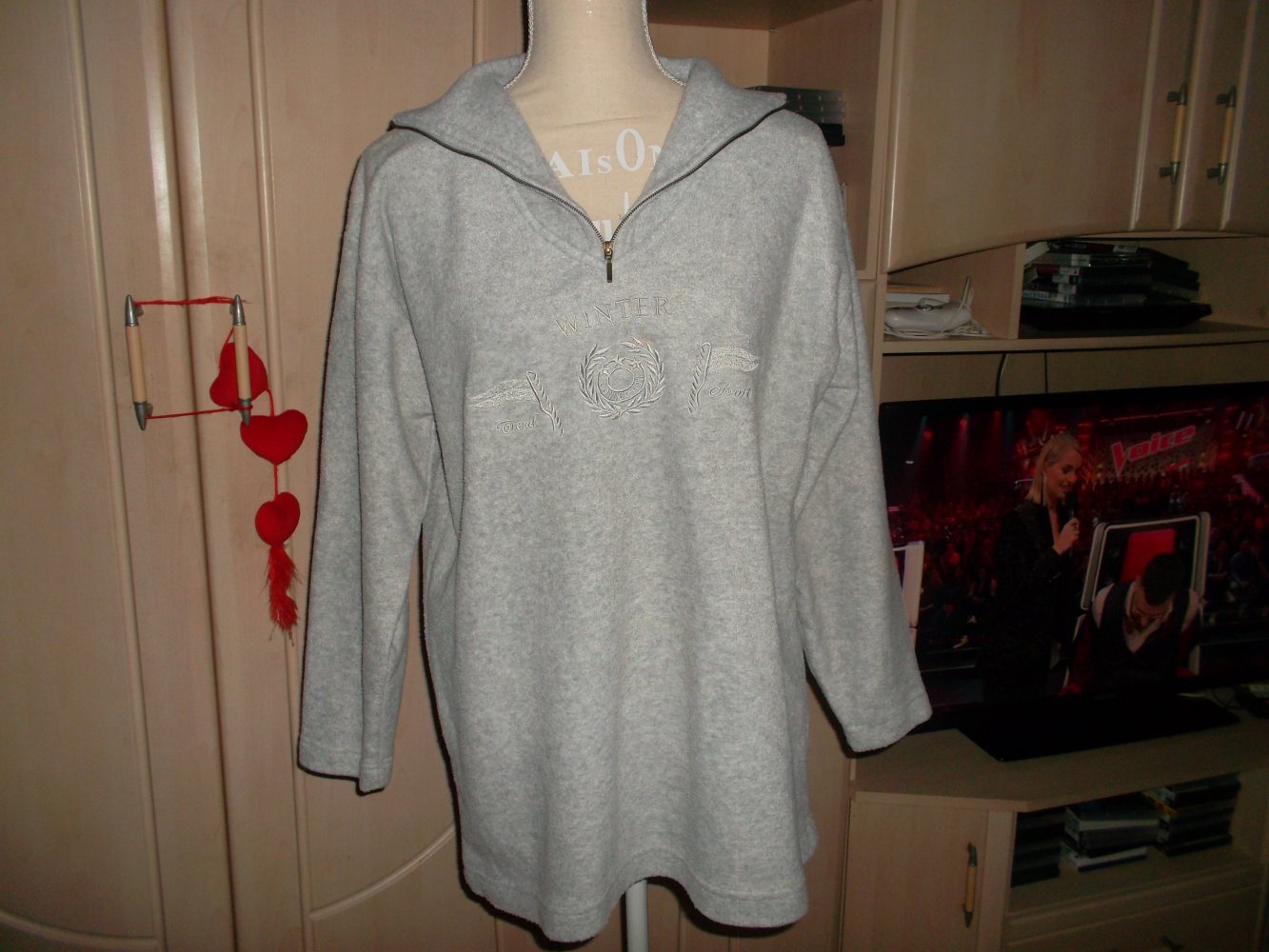 fleecepullover,grau,grösse l