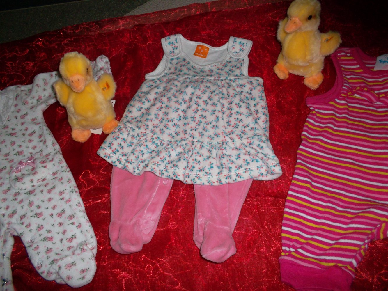 neu,3 süsse babystrampler,pusblu,topomini,grösse 50,pink,bunt
