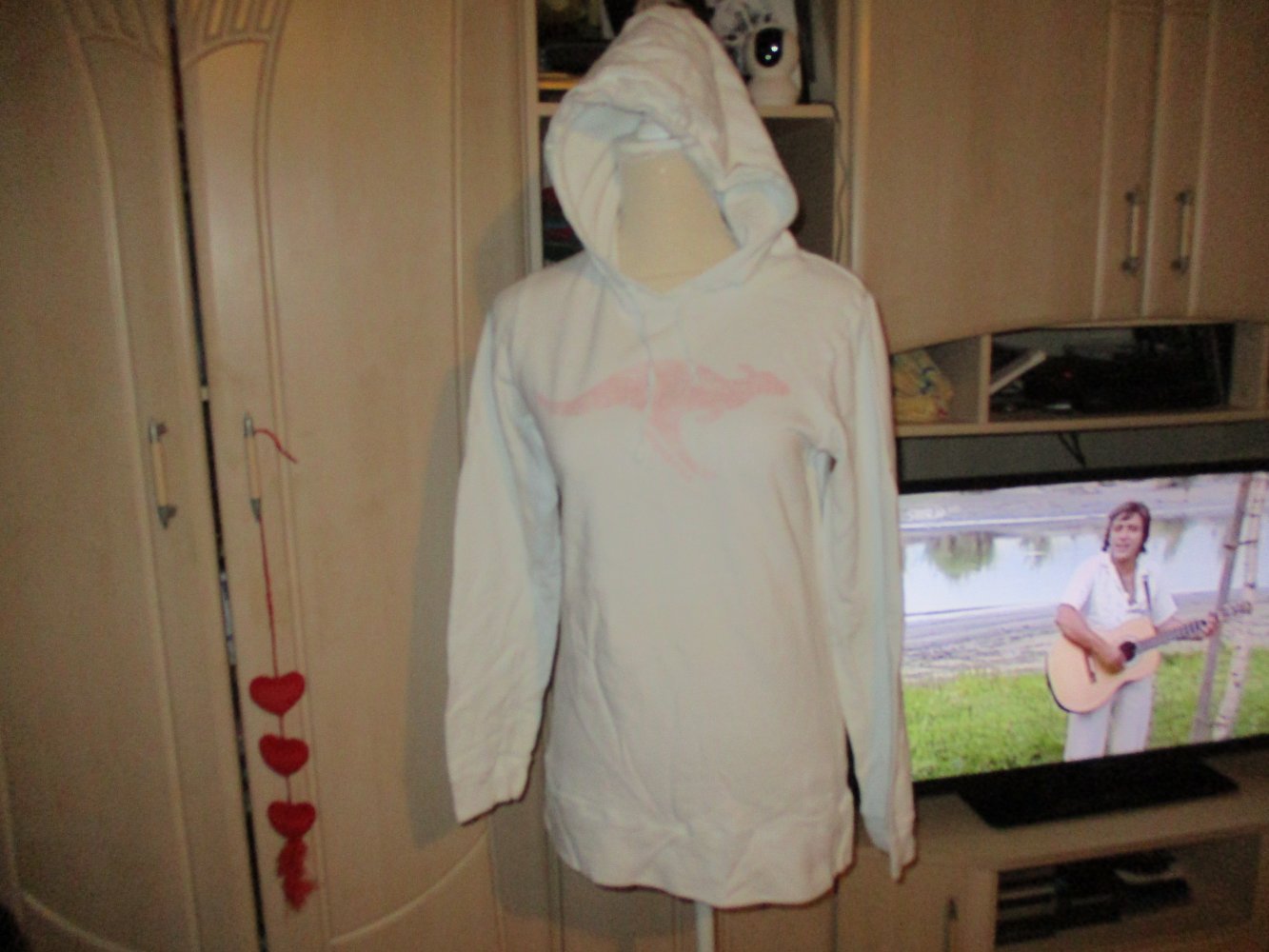 weisser kaputzenpullover,original KangaROOS,gr 36,baumwolle,sehr gut