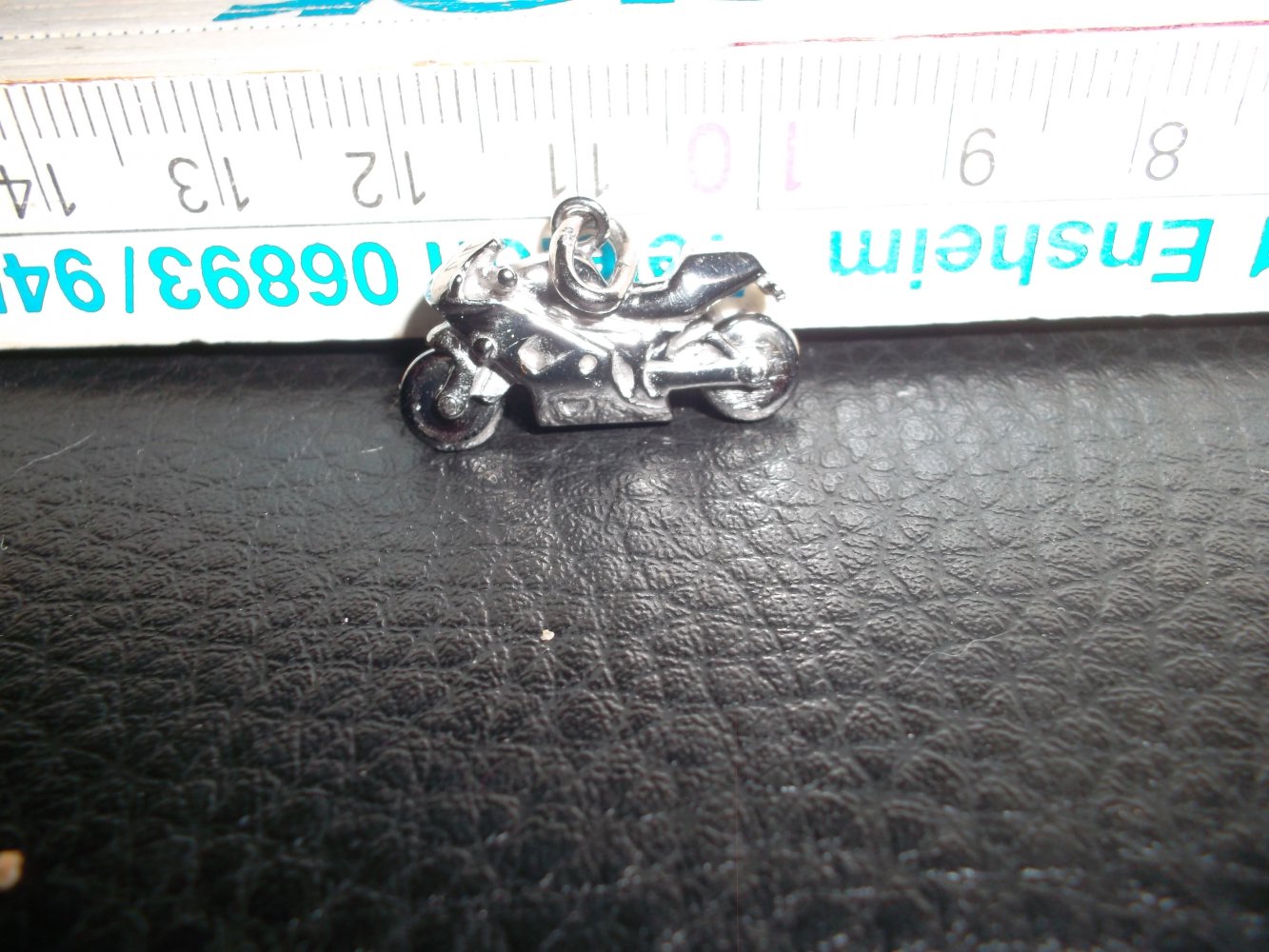 motorrad anhänger, echt silber,beweglich,neu,grau/schwarz,unisex,kette