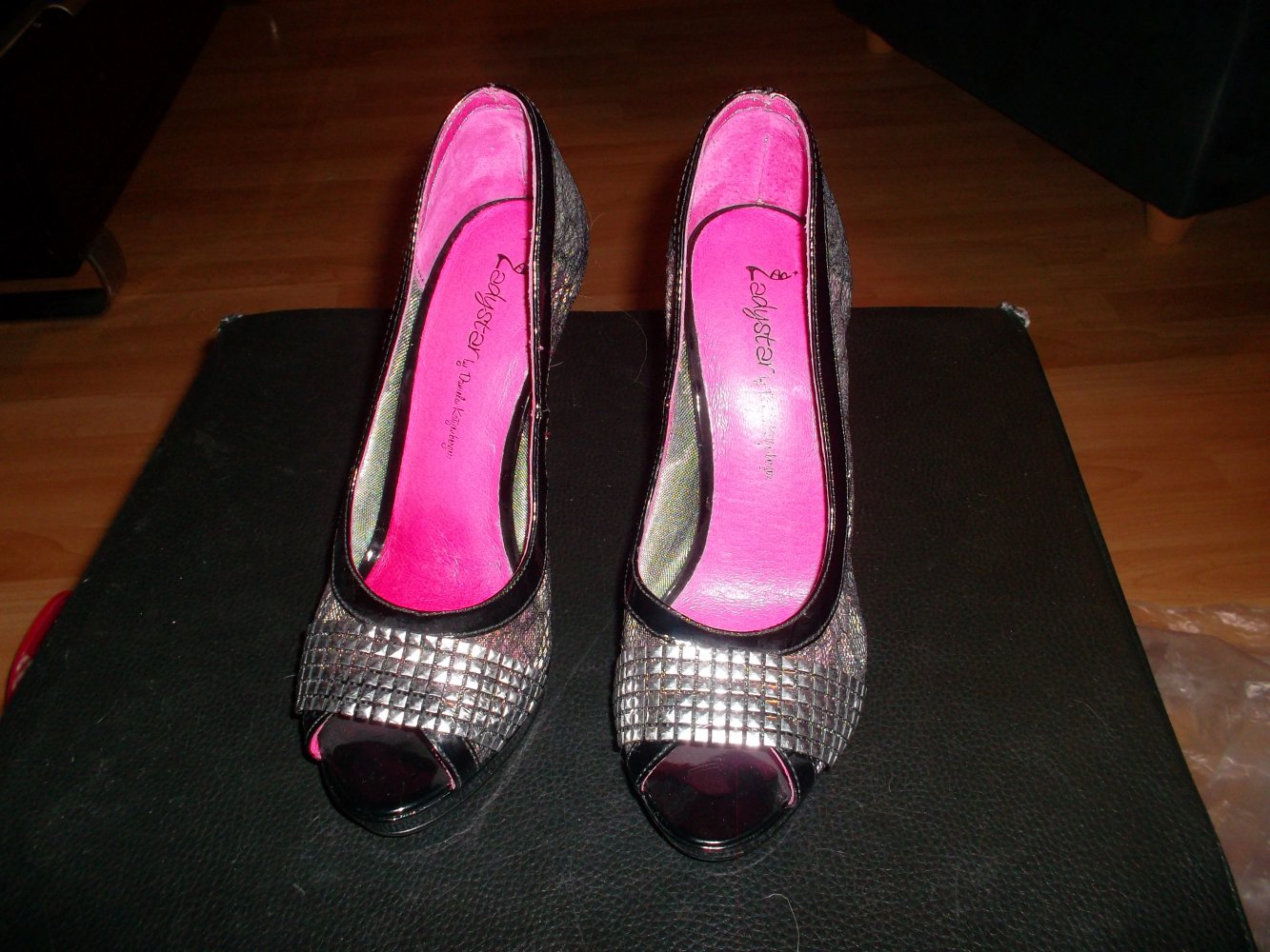 daniela katzenberger,neu,high heels,grösse 37,silber/schwarz/pink