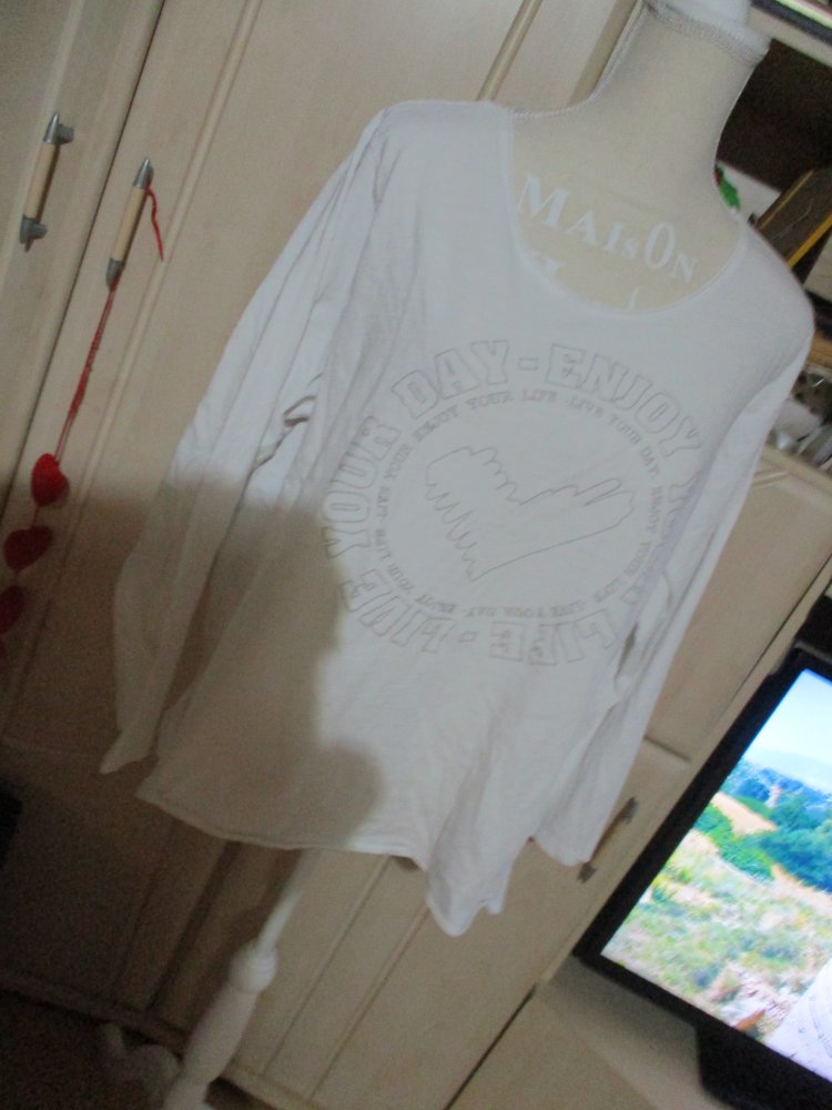 tolles shirt,gina benotti,gr.48/50,weiss,langarm,top