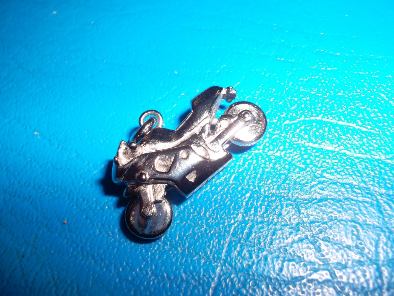 motorrad anhänger, echt silber,beweglich,neu,grau/schwarz,unisex,kette