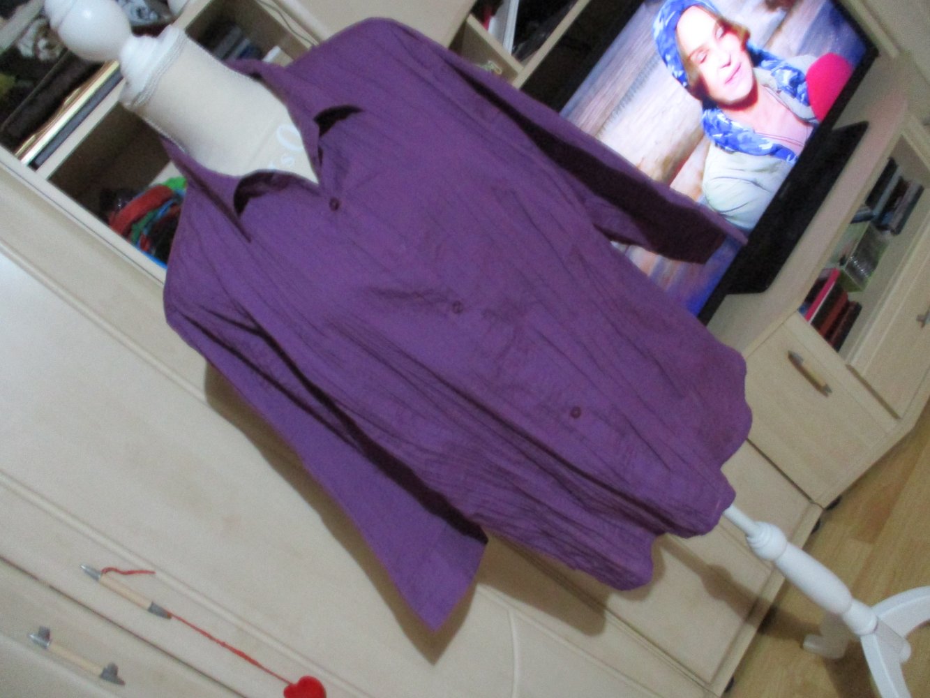 neue bluse,schönes sattes lila,gr.48,von bexleys woman,crinklestoff,