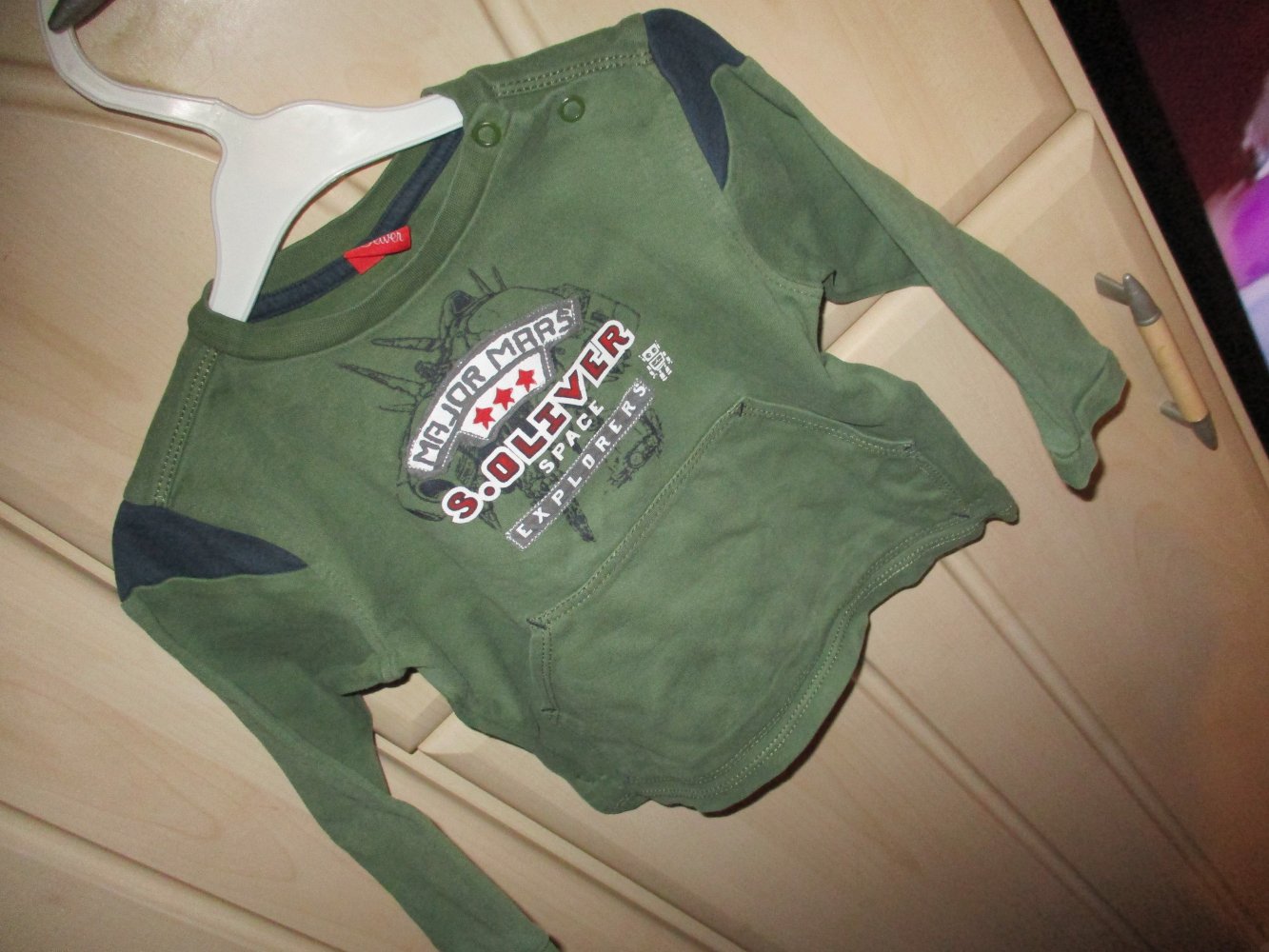 s.oliver,toller pullover,grün,grösse 80,bauchtasche,baumwolle,top