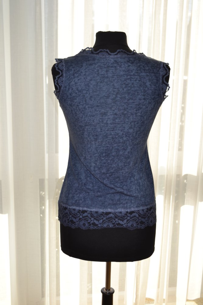 Top Shirt blau melange mit Spitze Top Secret Gr.38