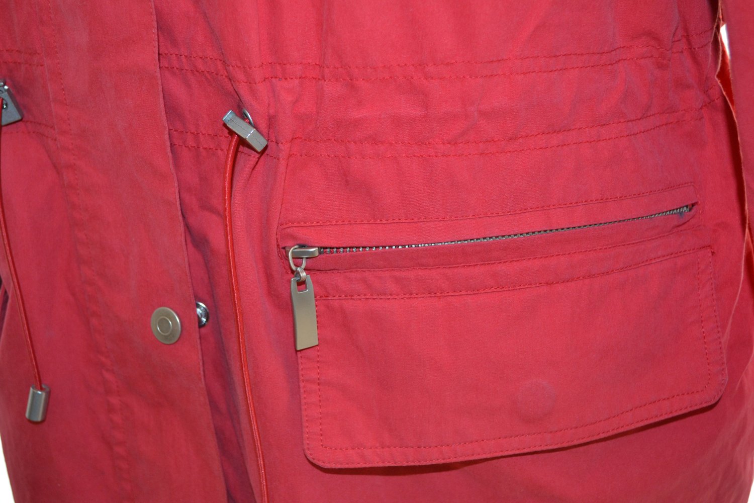 Parka, Jacke Sommerjacke mit Kapuze rot Gr. 40 mox