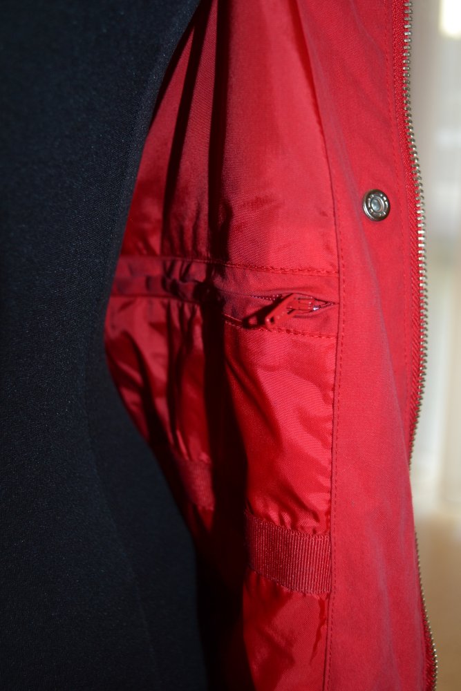 Parka, Jacke Sommerjacke mit Kapuze rot Gr. 40 mox