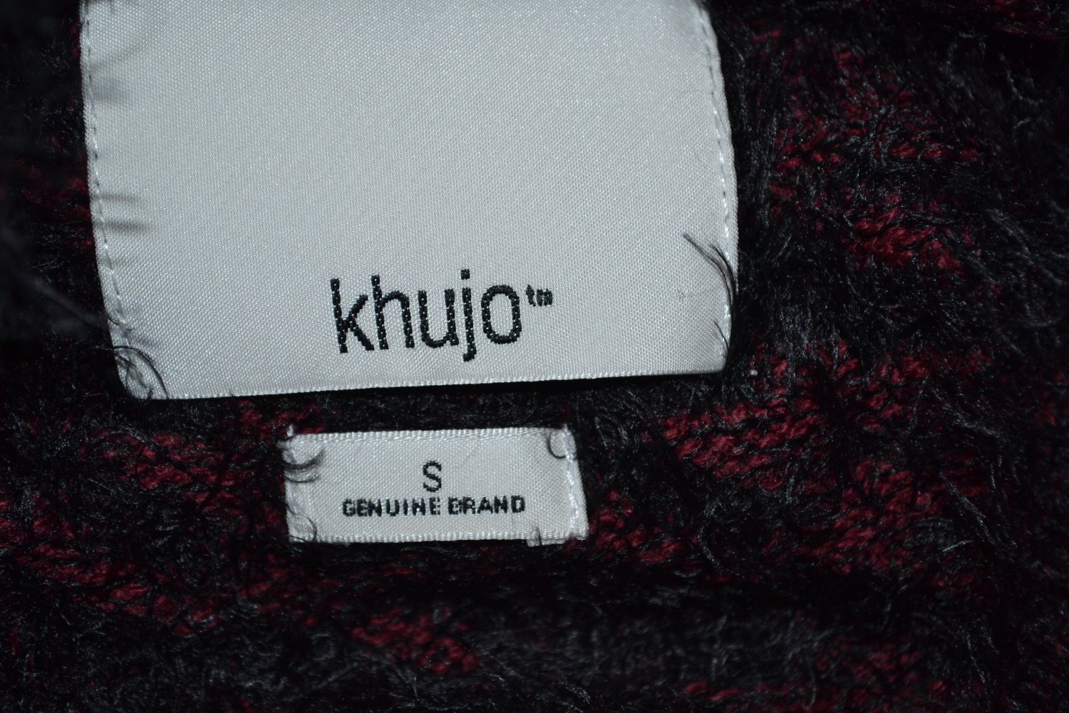 khujo Pullover Pulli Kuschelpulli Winterpulli warm weich dunkelrot rot schwarz Gr. S