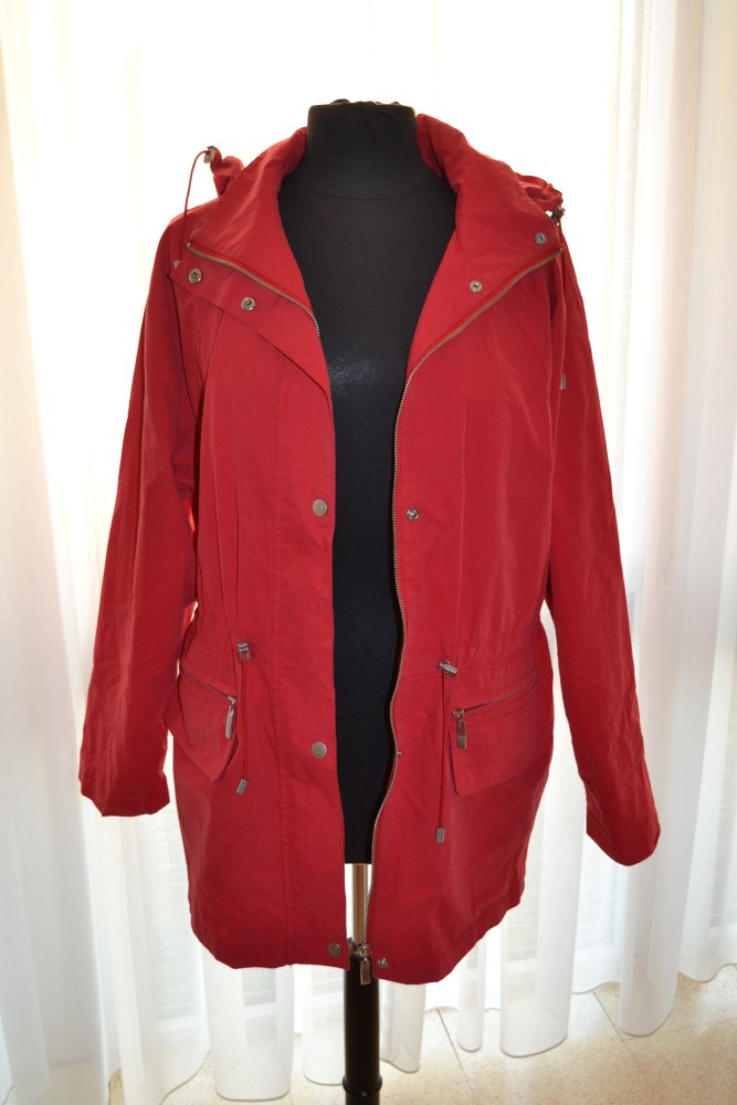 Parka, Jacke Sommerjacke mit Kapuze rot Gr. 40 mox
