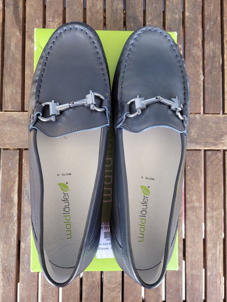 Neu: Waldläufer Slipper, Größe 6,5, Weite H, blau Komfortschuh