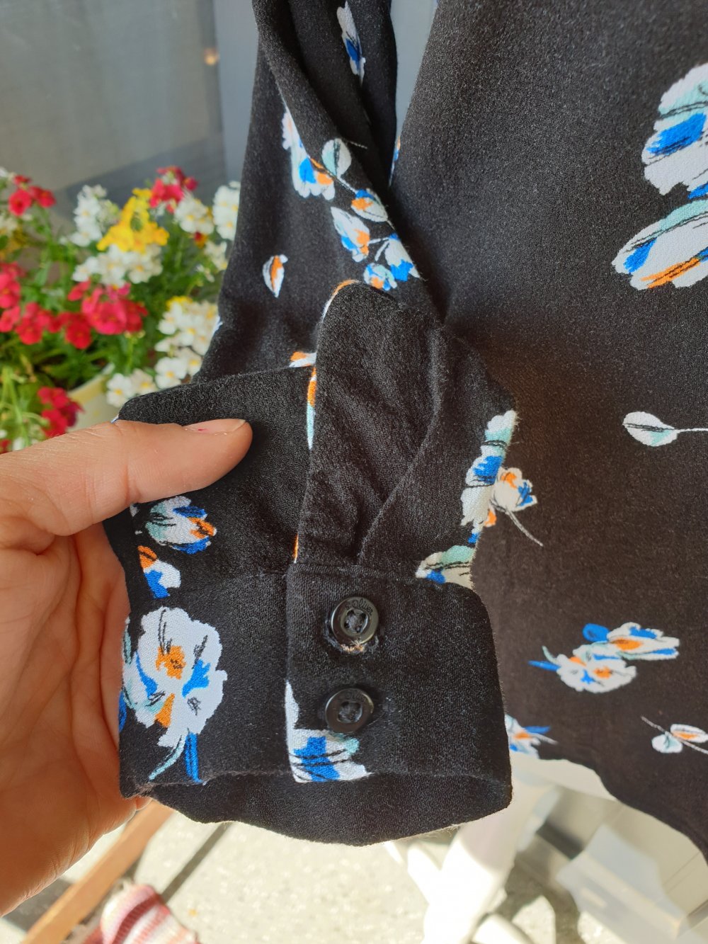 s. Oliver: Blusenshirt, Shirtbluse, schwarz,(38), All-Over-Print
