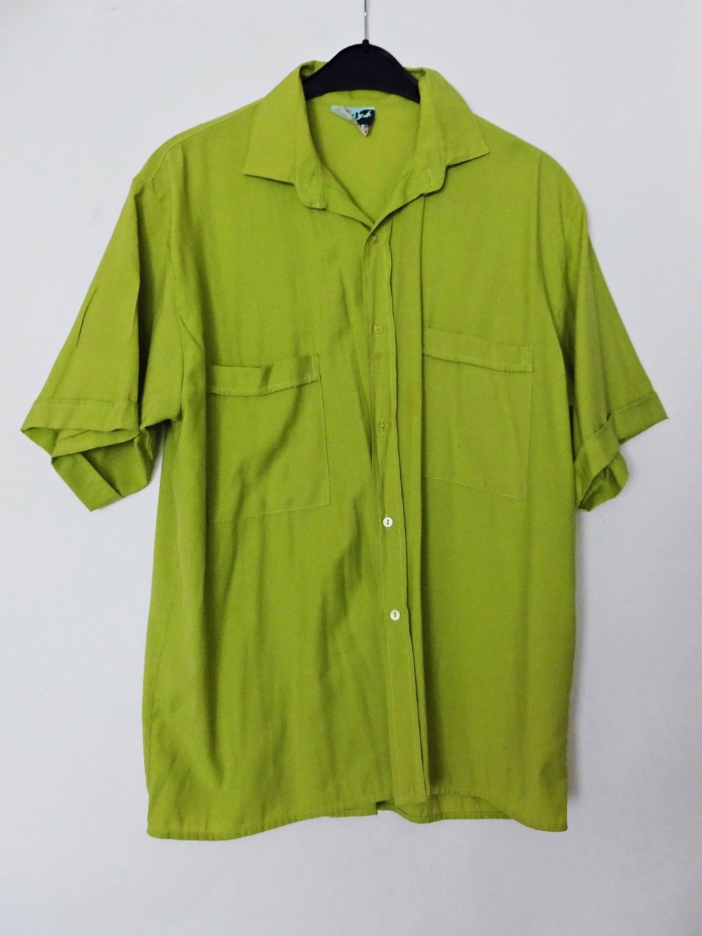 Grünes Herrenhemd Basic Knallgrün 90er Gr. 42 Kragenweite 41