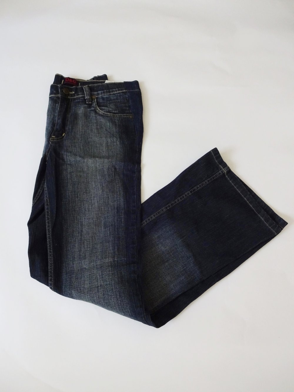 Dunkelblaue Dolce & Gabbana Jeans Bootcut 2000er Flared Jeans D&G Glitzer Schlaghose Gr. M