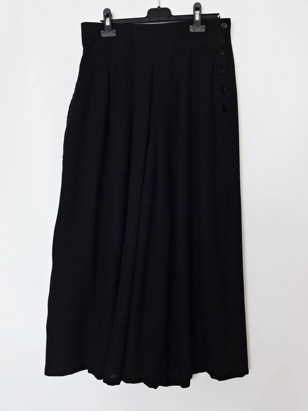 Schwarzer Vintage Hosenrock 80er 90er High Waist Bundfalten Gr. 40 Gr. M