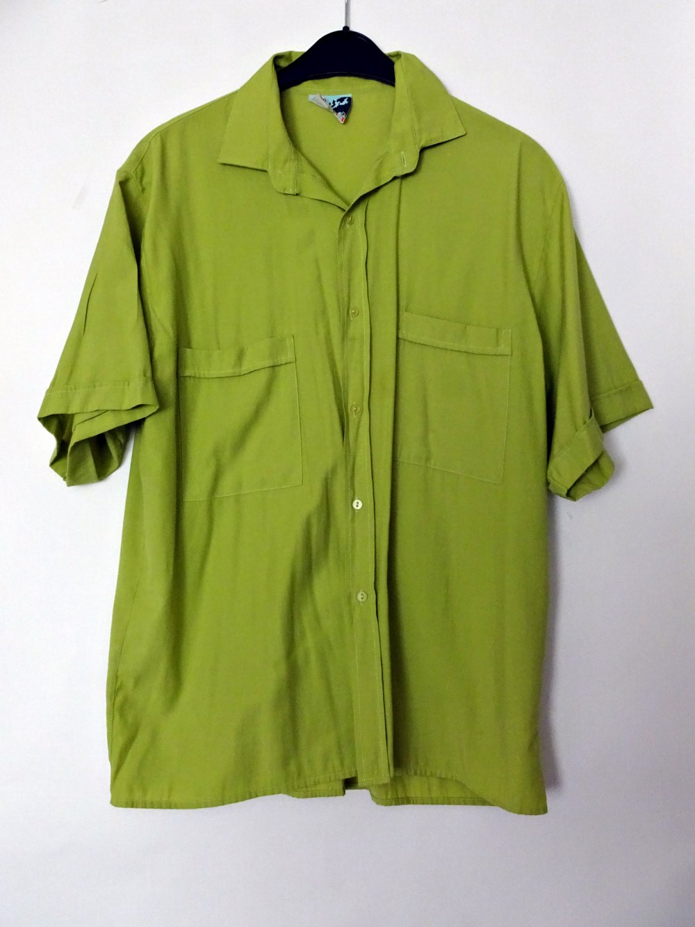Grünes Herrenhemd Basic Knallgrün 90er Gr. 42 Kragenweite 41