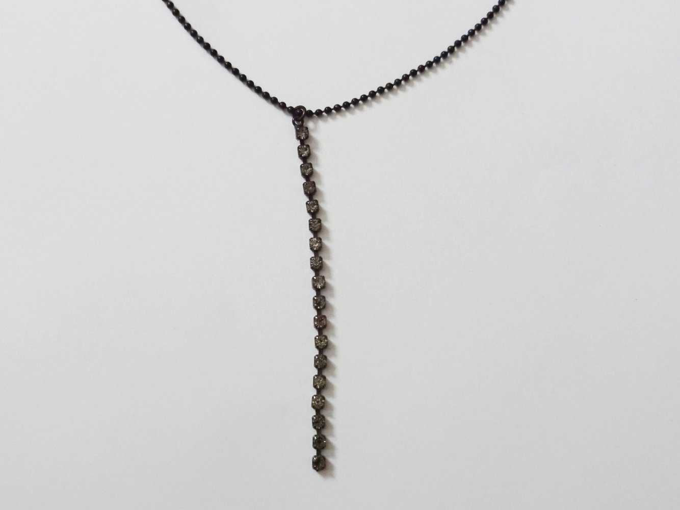 Schlichte Kette mit Glitzersteinen Vintage 90er Y-Kette