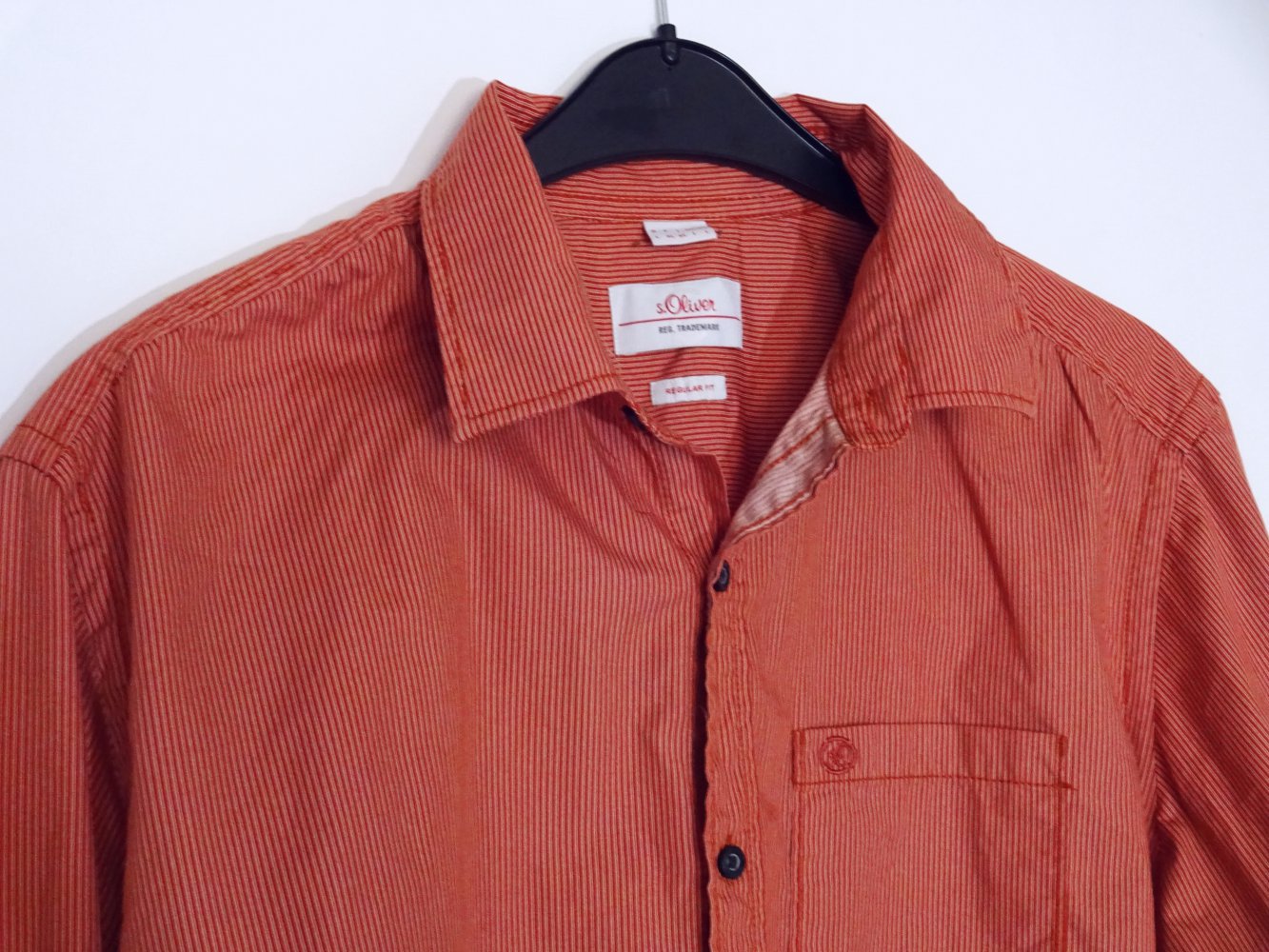 Rotes Hemd mit Nadelstreifen Herren Gr. L Regular Fit