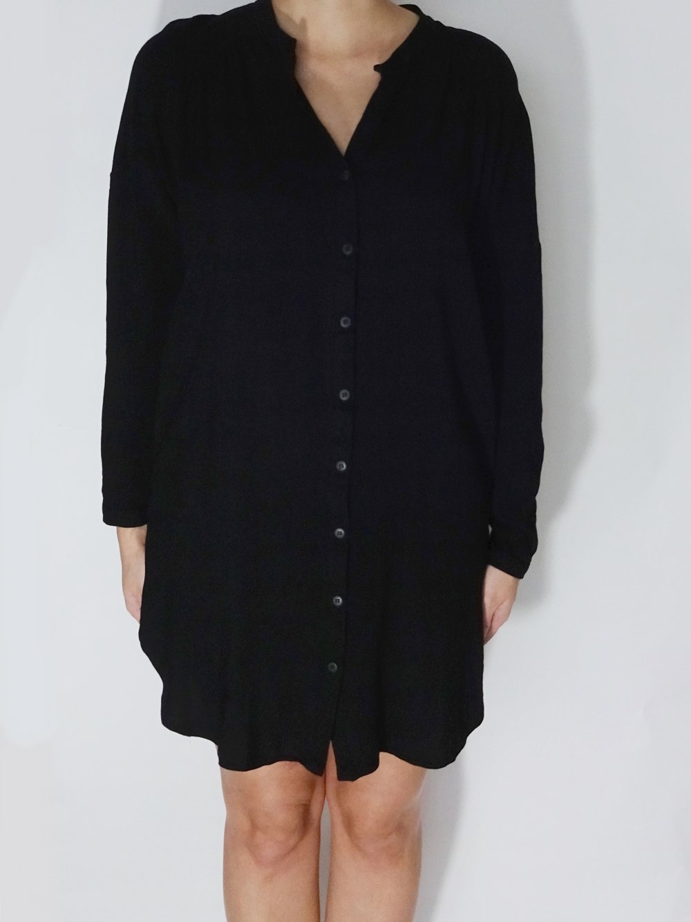 Schwarzes Blusenkleid Basic Klassiker Hemdkleid Hemdblusenkleid Urban Outfitters Gr. L