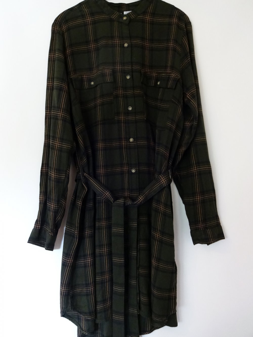Grünes kariertes Hemdblusenkleid Hemdkleid Blusenkleid Grunge Holzfäller Herbst Winter Vokuhila Gr. 42 Gr. M