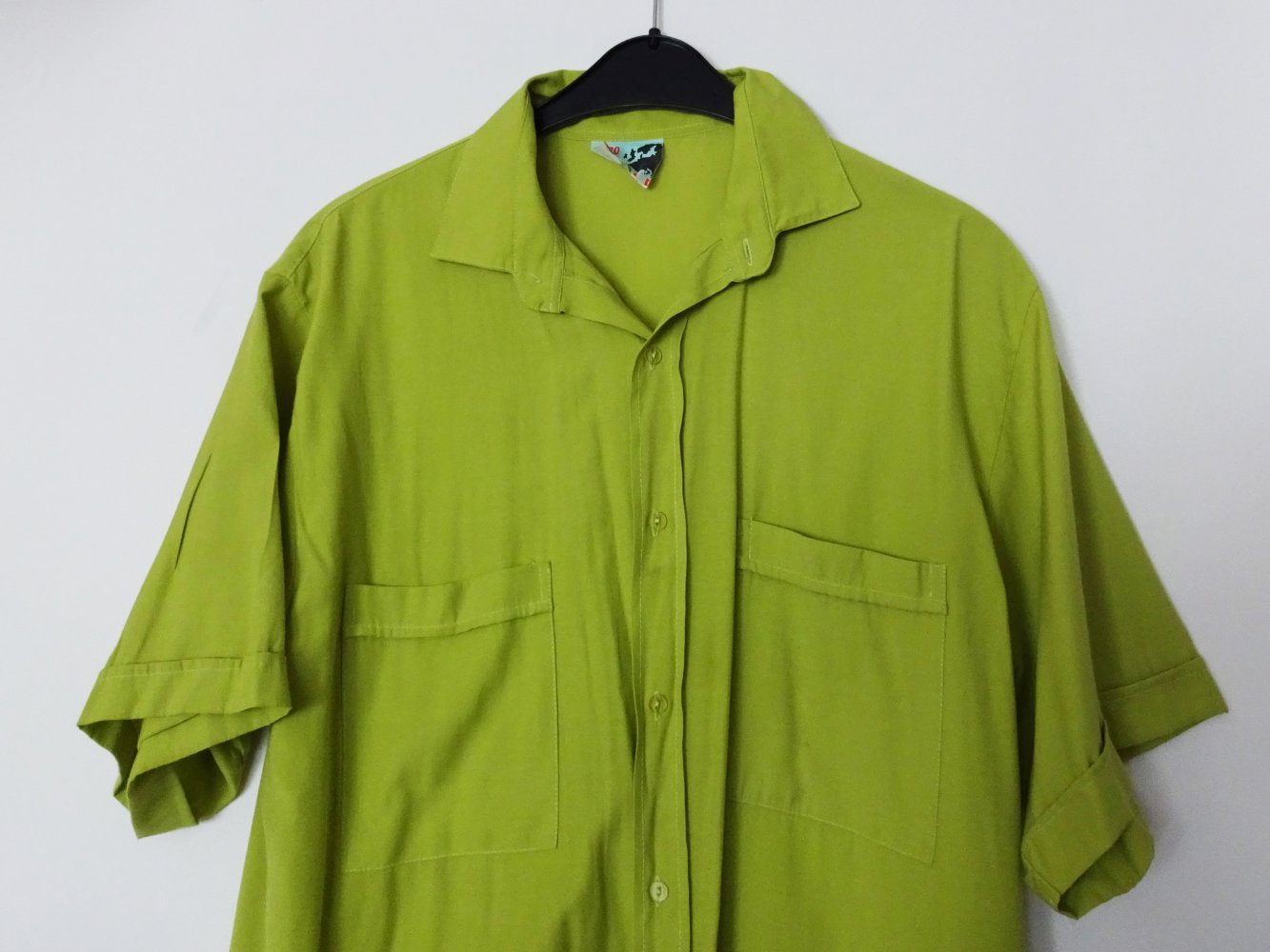 Grünes Herrenhemd Basic Knallgrün 90er Gr. 42 Kragenweite 41